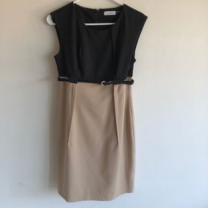 Black and Beige Calvin Klein Pencil Dress